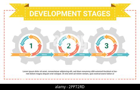 Agile Methodik. Softwareentwicklungsprozess im Zykluskonzept. Geschäftspräsentation. Infografik zum Zahnradmechanismus. Entwurfsvorlage für Workflow-Diagramme. Berichtsdiagramm. Hintergrund der Vektortechnologie Stock Vektor