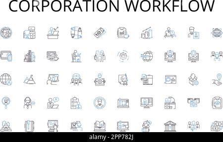 Symbolsammlung für Unternehmens-Workflow-Zeilen. Mentor, Trainer, Leitfaden, Ausbilder, Berater, Kursleiter, Vektor der Führungskraft und lineare Darstellung. Berater Stock Vektor