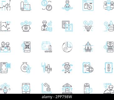 Sportpsychologie - Lineare Symbole gesetzt. Motivation, Fokus, Selbstvertrauen, Visualisierung, Denkweise, Leistung, Angstlinienvektor und Konzeptzeichen Stock Vektor