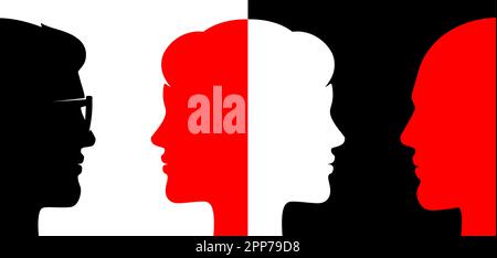 Frauen verdoppeln das Leben, geheimes Leben, flache Konzeptdarstellung. Stock Vektor