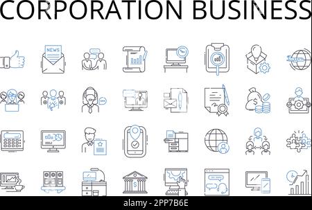 Symbolsammlung für Geschäftsbereiche des Unternehmens. Partnerschaftsunternehmen, Unternehmen, Unternehmen, Niederlassungsorganisation, Institution Stock Vektor