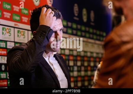 Groningen, Niederlande. 22. April 2023. GRONINGEN, NIEDERLANDE - APRIL 22: Generaldirektor Wouter Gudde vom FC Groningen während des Interviews nach abgesagtem Spiel aufgrund von Publikumsproblemen während des Eredivisie-Spiels zwischen dem FC Groningen und der N.E.C. bei Euroborg am 22. April 2023 in Groningen, Niederlande (Foto von Broer van den Boom/Orange Pictures) Guthaben: Orange Pics BV/Alamy Live News Stockfoto