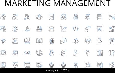Symbolsammlung für Marketingmanagement-Linien. Speicherung , Ordner , Archiv , Organisieren , Dokumente , Daten, Übertragungsvektor und lineare Darstellung. Teilen Stock Vektor