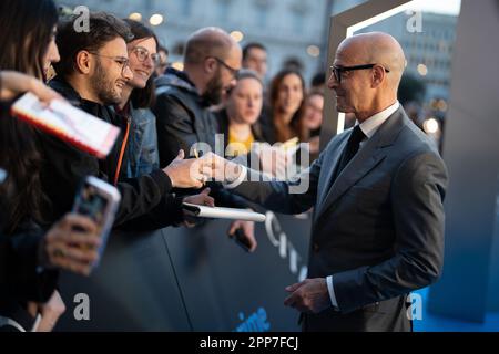 Rom, Italien. 21. April 2023. Stanley Tucci nimmt am 21. April 2023 an der Premiere der „Zitadelle“ im Space Cinema Moderno Roma in Rom (Italien) Teil (Foto: Luca Carlino/NurPhoto) Kredit: NurPhoto SRL/Alamy Live News Stockfoto