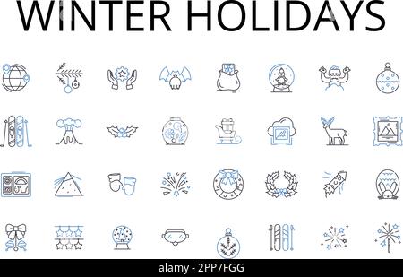 Icons-Kollektion für Winterferien. Weihnachten, Yuletide, Festtage, Feiertage, Advent, Hanukka, Kwanzaa-Vektor und linear Stock Vektor