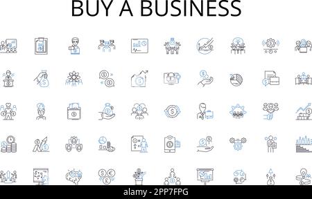 Kaufen Sie eine Business Line Icons Kollektion. Effizienz, Automatisierung, Integration, Organisation, Kontrolle, Prozess, Optimierungsvektor und lineare Darstellung Stock Vektor