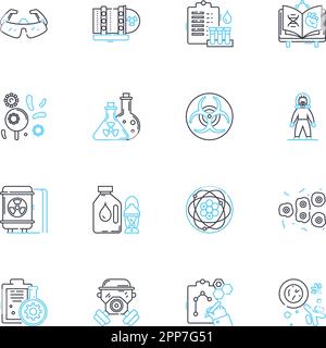 Strafrecht - Lineare Symbole gesetzt. Strafe, Gerechtigkeit, Inhaftierung, Rehabilitation, Bewährung, Urteilsverkündung, Vektor der Gefängnislinie und Konzeptzeichen Stock Vektor