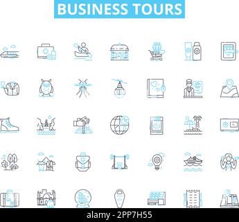 Lineare Symbole für Geschäftsreisen. Nerking, Exploration, Entwicklung, Zusammenarbeit, Wachstum, Opportunity, Expansion Line Vector und Concept Signs Stock Vektor