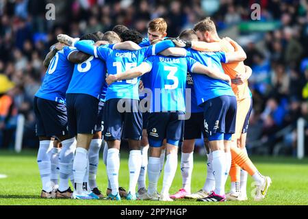 Peterborough, Großbritannien. 22. April 2023Peterborough Teambesprechung während des Spiels der Sky Bet League 1 zwischen Peterborough und Ipswich Town auf der London Road, Peterborough, am Samstag, den 22. April 2023. (Foto: Kevin Hodgson | MI News) Guthaben: MI News & Sport /Alamy Live News Stockfoto