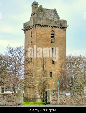 St John's Tower is the surviving bell tower from the Church of St John the Baptist, Ayr's original parish church Stock Photo