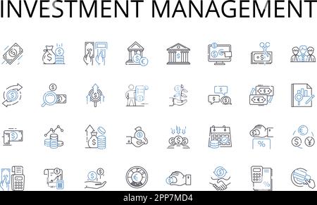 Symbolsammlung für Anlagemanagement-Linien. Vermögensverwaltung, Vermögensverwaltung, Portfoliomanagement, Finanzmanagement, Mein Management, Kapital Stock Vektor