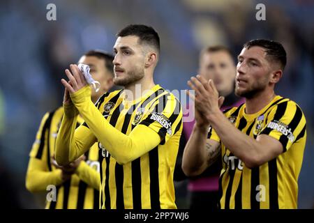 ARNHEM - Matus Bero von Vitesse nach dem niederländischen Premier-League-Spiel zwischen Vitesse und Excelsior im Gelredome am 22. April 2023 in Arnhem, Niederlande. ANP JEROEN PUTMANS Stockfoto