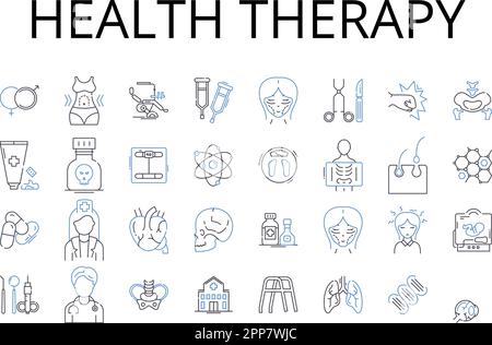 Symbolsammlung für Gesundheitstherapieleitungen. Alternative Medizin, Komplementärmedizin, natürliche Heilung, Wellness-Behandlung, Geist-Körper-Therapie, Ganzheitlich Stock Vektor