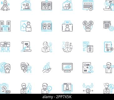 Lineare Karrieresymbole festgelegt. Wachstum, Erfolg, Ehrgeiz, Erfüllung, Fortschritt, Zielerreichungs-, Entwicklungslinien-Vektor- und Konzeptzeichen. Fortschritt, Mastery Stock Vektor