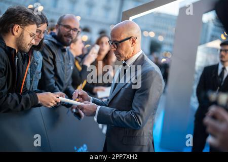 Rom, Italien. 21. April 2023. Stanley Tucci nimmt am 21. April 2023 an der Premiere der „Zitadelle“ im Space Cinema Moderno Roma in Rom (Italien) Teil (Foto: Luca Carlino/NurPhoto) Kredit: NurPhoto SRL/Alamy Live News Stockfoto