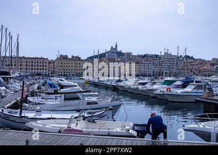 yachthafen im alten Hafen, Marseille, Frankreich Stockfoto