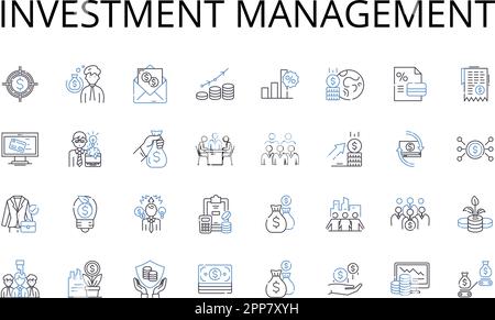 Symbolsammlung für Anlagemanagement-Linien. Vermögensverwaltung, Vermögensverwaltung, Portfoliomanagement, Finanzmanagement, Mein Management, Kapital Stock Vektor