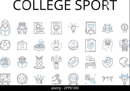 College Sport Line Icons Kollektion. Leichtathletik, Varsity Sports, Intramurals, Intercollegiate Sports, Mannschaftssport, Wettkampfsport, extramural Stock Vektor