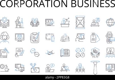 Symbolsammlung für Geschäftsbereiche des Unternehmens. Partnerschaftsunternehmen, Unternehmen, Unternehmen, Niederlassungsorganisation, Institution Stock Vektor