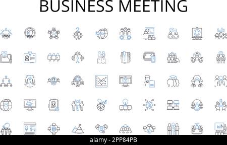 Symbolsammlung für Geschäftsbesprechungen. Automobil, Reinigung, Reparatur, Sanitär, Lieferung, Gastronomie, Landschaftsgärtnervektor und lineare Darstellung. Schönheit Stock Vektor