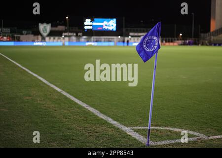 Belo Horizonte, Brasilien. 22. April 2023. MG - BELO HORIZONTE - 04/22/2023 - BRASILEIRO A 2023, CRUZEIRO X GREMIO - Blick auf die Cruzeiro-Flagge im Independencia-Stadion für das Spiel zwischen Cruzeiro und Gremio für die BRAZILEIRO A 2023-Meisterschaft. Foto: Gilson Junio/AGIF/Sipa USA Kredit: SIPA USA/Alamy Live News Stockfoto