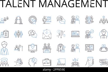 Collection mit Liniensymbolen für Talent Management. Mitarbeiterbindung, Leistungsbewertung, Nachfolgeplanung, Personalplanung, Führungsentwicklung Stock Vektor