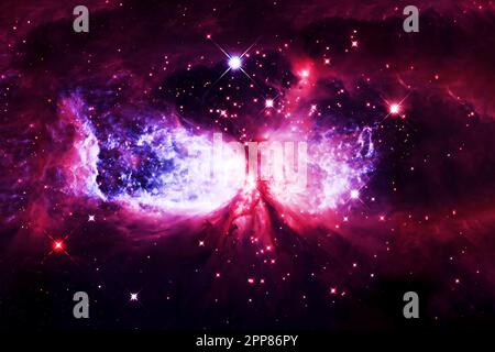 Wunderschöner roter Raumnebel. Elemente dieses Bildes lieferten die NASA. Stockfoto