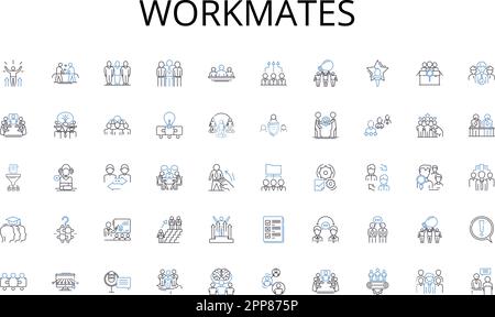 Symbolsammlung für Workmate-Linien. Transport, Pendelverkehr, Bahn, Zug, U-Bahn, Metro, Pendelvektor und lineare Darstellung. Öffentlich, Transit, Express Stock Vektor