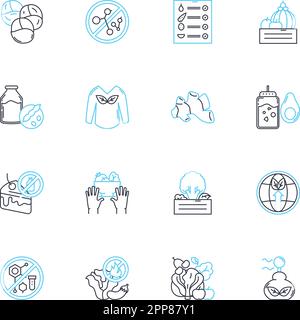 Lineare Symbole für Umweltschutz festgelegt. Nachhaltigkeit, Umweltfreundlichkeit, Biodiversität, Erhaltung, Umweltschutz, Naturschutz, Erneuerbare Linie Stock Vektor