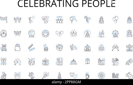 Kollektion mit „People“-Liniensymbolen. Plotten, Strategieren, Organisieren, Entwickeln, Berechnen, Machinating, Conspiring Vector und linear Stock Vektor