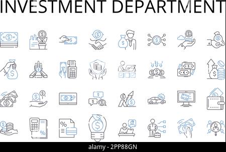 Symbolsammlung für Investitionsabteilung. Finanzteam, Vermögenseinheit, Capital Group, Funds Division, Asset Department, Mein Team, Portfolio-Büro Stock Vektor