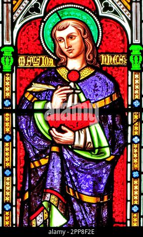 St. John, Evangelist, Buntglasfenster, von William Wailes, 1853, Swaffham, Norfolk, England, Großbritannien Stockfoto