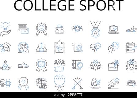 College Sport Line Icons Kollektion. Leichtathletik, Varsity Sports, Intramurals, Intercollegiate Sports, Mannschaftssport, Wettkampfsport, extramural Stock Vektor