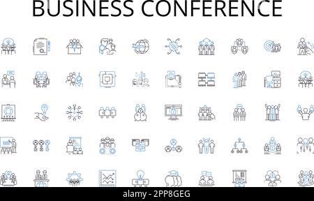 Symbolsammlung für Geschäftskonferenzen. Evolutionär, Innovation, Fortschritt, Transformation, Verbesserung, Modernisierung, Anpassungsvektor und Stock Vektor