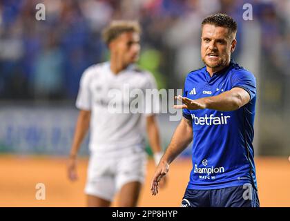 Belo Horizonte, Brasilien, 22. April 2023. Ramiro von Cruzeiro, während des Spiels zwischen Cruzeiro und Gremio für die brasilianische Serie A 2023, im Arena Independencia Stadium, am 22. April in Belo Horizonte. Foto: Gledston Tavares/DiaEsportivo/Alamy Live News Stockfoto