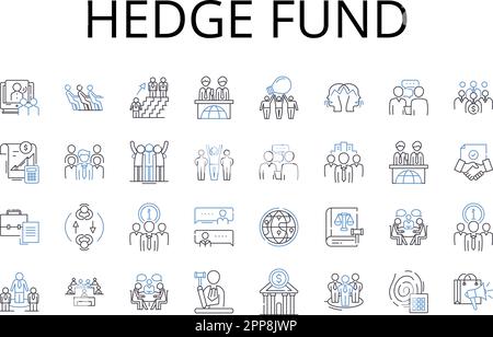 Symbolsammlung für Hedgefonds-Positionen. Vermögensverwaltung, Investmentvehikel, Risikokapital, Angel Investing, Investmentfonds, Private Equity, Asset Stock Vektor