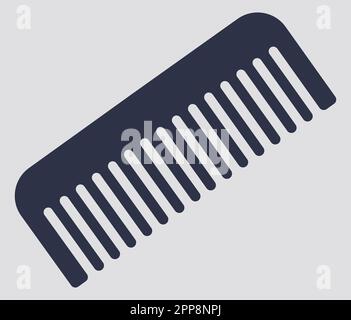Kamm, Kunststoffkamm mit Zähnen, Stylingwerkzeug, dunkelblau und grau, geeignet für Barbershop-Logo und -Schild, gut für Kammetiketten und -Etiketten Stockfoto