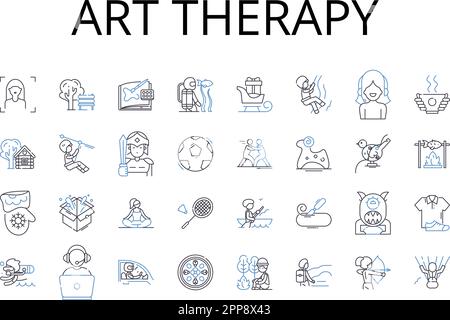 Symbolsammlung für Kunsttherapie. Musiktherapie, Spieltherapie, Dramatherapie, Bewegungstherapie, Erzähltherapie, Gestalt-Therapie, Poesie-Therapie Stock Vektor