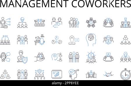 Kollektion der Liniensymbole von Managementkollegen. Fachkräfte, Verwaltungspersonal, Vorgesetzte Kollegen, Controlling-Team, regulierende Mitarbeiter Stock Vektor