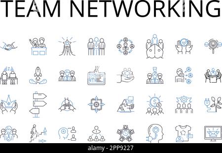 Symbolsammlung für Teamnetzwerke. Zusammenarbeit in der Gruppe, Aufbau von Partnerschaften, Joint Venture, Shared Endeavor, Zusammenarbeit, Kollaborativ Stock Vektor