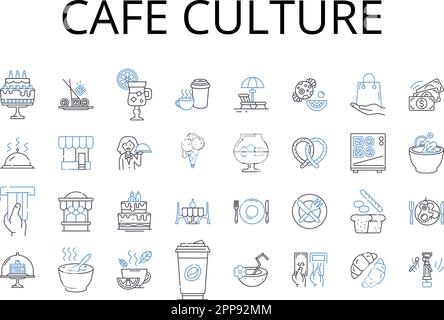 Sammlung von Symbolen für die Café-Kultur. Gastronomieszene, urbaner Stil, Street Fashion, Musikkultur, Art Community, Nachtleben, Beach Kultur Vector und Stock Vektor