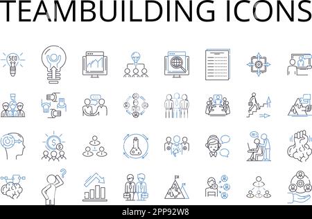 Kollektion mit Symbolen für die Teambildung. Führungssymbole, Grafiken zur Zusammenarbeit, Partnerschaftszeichen, Unity Logos, Solidaritätszeichen, Synergie Stock Vektor