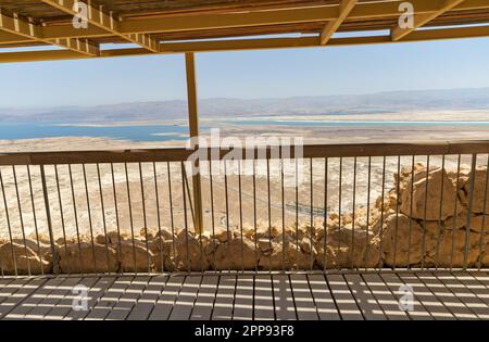 Masada-Ruinen in der südlichen Judäischen Wüste in Israel Stockfoto