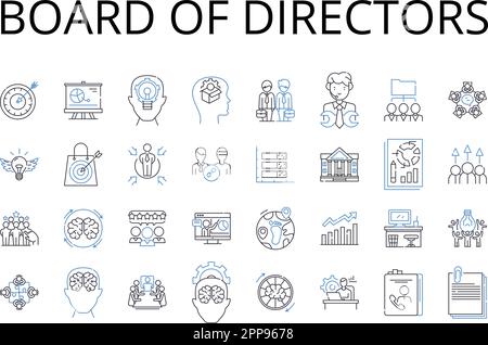 Kollektion der Liniensymbole des Board of Directors. Executive Committee, Management Team, Advisory Board, Steering Group, Leadership Council, Leitende Angestellte Stock Vektor