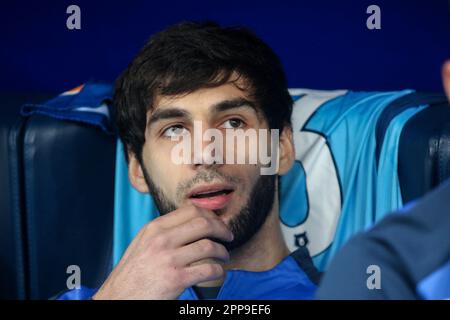 Sankt Petersburg, Russland. 22. April 2023. Arsen Adamov (Nr.23) von Zenit, gesehen während des Fußballspiels der russischen Premier League zwischen Zenit St. Petersburg und Dynamo Moskau in der Gazprom Arena. Zenit 3:1 Dynamo. (Foto: Maksim Konstantinov/SOPA Images/Sipa USA) Guthaben: SIPA USA/Alamy Live News Stockfoto