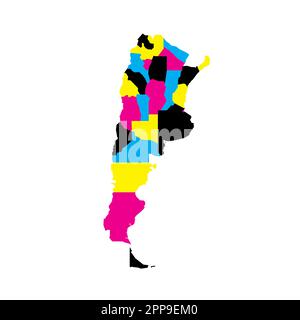 Argentinische politische Karte der Verwaltungsabteilungen - Provinzen und autonome Stadt Buenos Aires. Leere Vektorzuordnung in CMYK-Farben. Stock Vektor