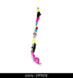 Politische Karte der Verwaltungsabteilungen - Regionen in Chile. Leere Vektorzuordnung in CMYK-Farben. Stock Vektor