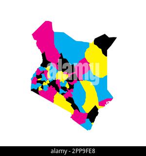 Kenia: Politische Karte der Verwaltungsabteilungen - Bezirke. Leere Vektorzuordnung in CMYK-Farben. Stock Vektor