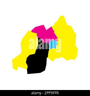 Politische Karte der Verwaltungseinheiten in Ruanda - Provinzen. Leere Vektorzuordnung in CMYK-Farben. Stock Vektor