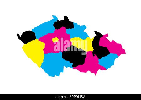 Tschechische Republik politische Karte der Verwaltungsabteilungen - Regionen. Leere Vektorzuordnung in CMYK-Farben. Stock Vektor